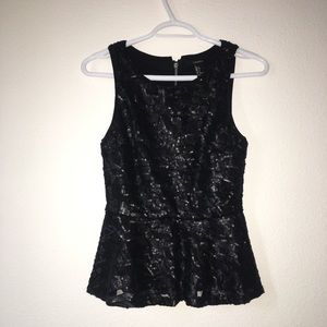 Black Sparkle & Mesh Top